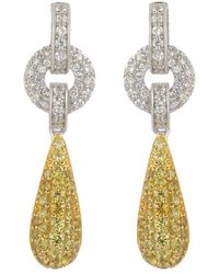 Suzy Levian - Silver 0.02 Ct. Tw. Diamond & Sapphire Drop Earrings - Lyst