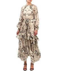 Marchesa - Notte Ruffle Silk Chiffon Maxi Dress - Lyst