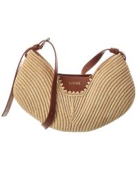 Loewe - Swing Medium Raffia & Leather Hobo Bag - Lyst