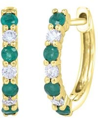 Gemstones - 14K 0.40 Ct. Tw. Emerald Hoop Earrings - Lyst