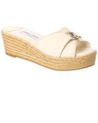 Jimmy Choo - Leda 50 Leather Wedge Sandal - Lyst