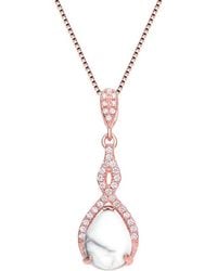 Genevive Jewelry - 18k Rose Gold Plated Cz Pendant - Lyst