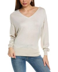 Lafayette 148 New York - Wool & Silk-Blend Voluminous Sleeve V-Neck Sweater - Lyst