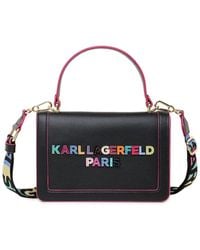 Karl Lagerfeld - Simone Front Flap Leather Crossbody - Lyst
