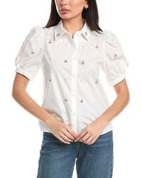 Stellah - Nadia Jewel Trim Button Down Shirt - Lyst