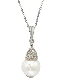 Suzy Levian - Silver 0.37 Ct. Tw. Sapphire & 10mm Pearl Necklace - Lyst