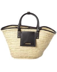 Jacquemus - Soli Raffia & Leather Trim Tote - Lyst