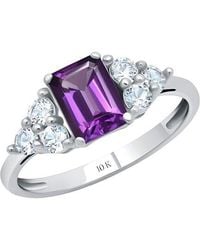 MaxColor - 10K 0.70 Ct. Tw. Amethyst Halo Ring - Lyst