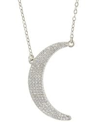 Sterling Forever - Cz Crescent Necklace - Lyst
