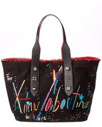 Christian Louboutin Frangibus Small Printed Canvas Tote in Black 