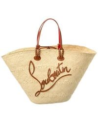 Christian Louboutin - Cabata Large Raffia & Leather Basket Tote - Lyst