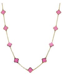 Italian Gold - 14K Agate Clover Layered Necklace - Lyst