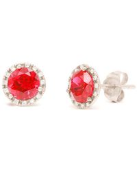 Diana M. Jewels - Fine Jewelry 14k 2.03 Ct. Tw. Diamond & Garnet Halo Studs - Lyst