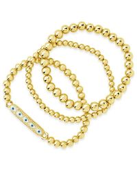 Sterling Forever - 14K Plated Cz Evil Eye Set Of 3 Bracelet - Lyst