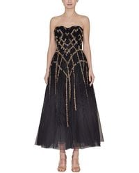 Reem Acra - Strapless Beaded Tulle Cocktail Dress - Lyst