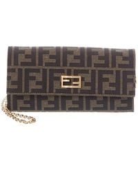 Fendi - Ff Canvas & Leather Wallet On Chain - Lyst