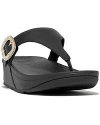 Fitflop - Lulu Crystal-Buckle Leather Sandal - Lyst