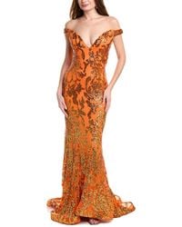 Jovani - Off-The-Shoulder Sequin Gown - Lyst