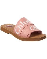 Chloé - Woody Logo Canvas Slide - Lyst
