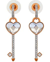 Swarovski Crystal Melt Your Heart 18k Rose Gold Plated Earrings - White