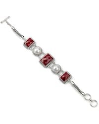 Samuel B. - 46.92 Ct. Tw. Ruby & 12Mm Pearl Link Bracelet - Lyst