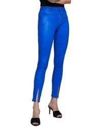 L'Agence - Jyothi High-rise Split Ankle Jean Electric Blue Coated Jean - Lyst