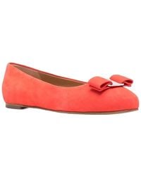 Ferragamo - Logo Plaque Leather Ballet Flat - Lyst