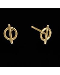 Italian Gold - 14K Circle Bar Studs - Lyst