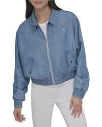 DKNY - Zip Front Bomber Jacket - Lyst