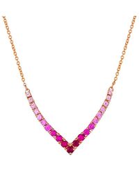 Le Vian - Strawberry Ombré 14K Rose 1.00 Ct. Tw. Ruby Sapphire O V-Shape Necklace - Lyst