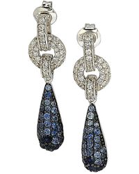 Suzy Levian 18k & Silver 1.82 Ct. Tw. Sapphire Drop Earrings - Metallic