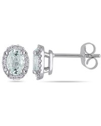 Rina Limor - 10k 0.88 Ct. Tw. Diamond & Oval Aquamarine Earrings - Lyst