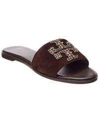 Tory Burch - Everly Embellished Suede Slide Sandal - Lyst