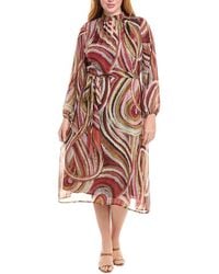 Tahari - Plus Tie Waist Midi Dress - Lyst