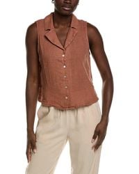 Bella Dahl - Sleeveless Notch Collar Button Down Linen Shirt - Lyst