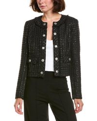 KARL LAGERFELD - Cropped Collarless Tweed Blazer - Lyst