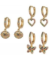 Eye Candy LA - Luxe Collection 18k Plated Cz Huggie Set Earrings - Lyst