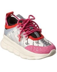 versace sneakers sneaker suede reaction chain leather pink