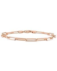 Italian Silver - 18K Rose Over Paperclip Chain Bracelet - Lyst