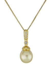 Belpearl - Plated 10Mm Pearl Cz Chain Toggle Pendant - Lyst