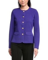 St. John - Collarless Four Pocket Knit Jacket - Lyst