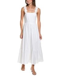 Cece - Floral Strap Tiered Linen-Blend Midi Dress - Lyst
