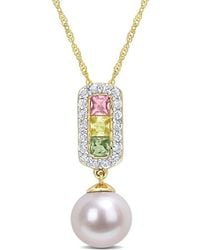 Rina Limor - 14k 0.90 Ct. Tw. Gemstone 8.5-9mm Pearl Necklace - Lyst