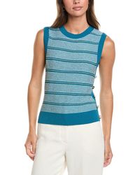 St. John - Crew Side Placket Wool-Blend Tank - Lyst