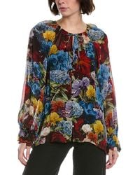 Alice + Olivia - Josephine Split Neck Blouse - Lyst