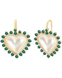 Gabi Rielle - Shining Moment 14k Over Silver .98mm Pearl Cz Sweet Pearl Heart Earrings - Lyst