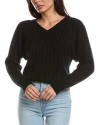 Forte - Diagonal Cable V-Neck 100% Cashmere Sweater - Lyst