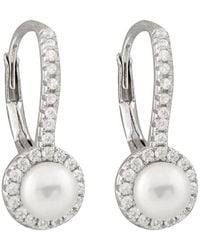 Splendid - Silver 5-5.5mm Freshwater Pearl & Cz Drop Earrings - Lyst
