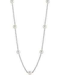 Splendid - Rhodium Plated 8-8.5mm Freshwater Pearl Necklace - Lyst