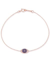 Nephora 14k Rose Gold 0.13 Ct. Tw. Diamond & Sapphire Evil Eye Bracelet - Metallic